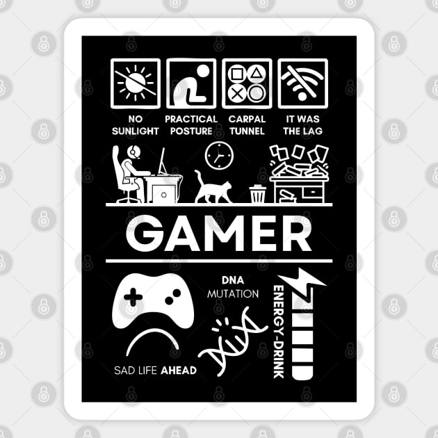 Gamer Life Warning Label Design Gaming Humor Magnet by TuncGK